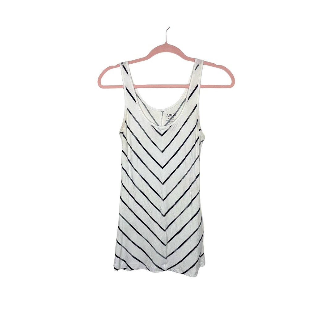 APT. 9 White & Black Stripe Modern Essentials V-Neck Tank S